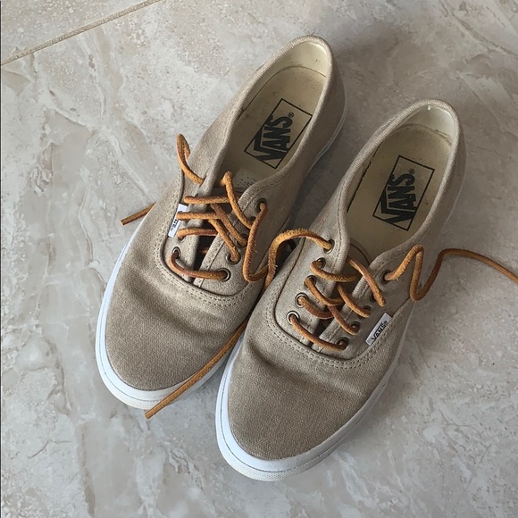 tan vans with brown leather laces